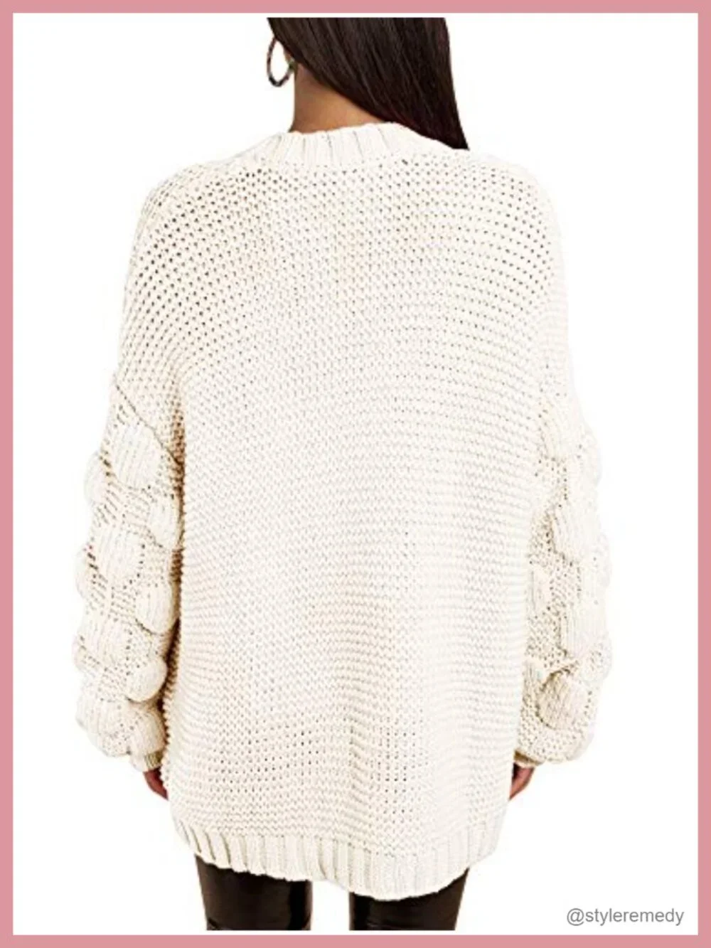 Oversized Knit Cardigan Long Sleeve Open Front Cable Knit Sweater Coat